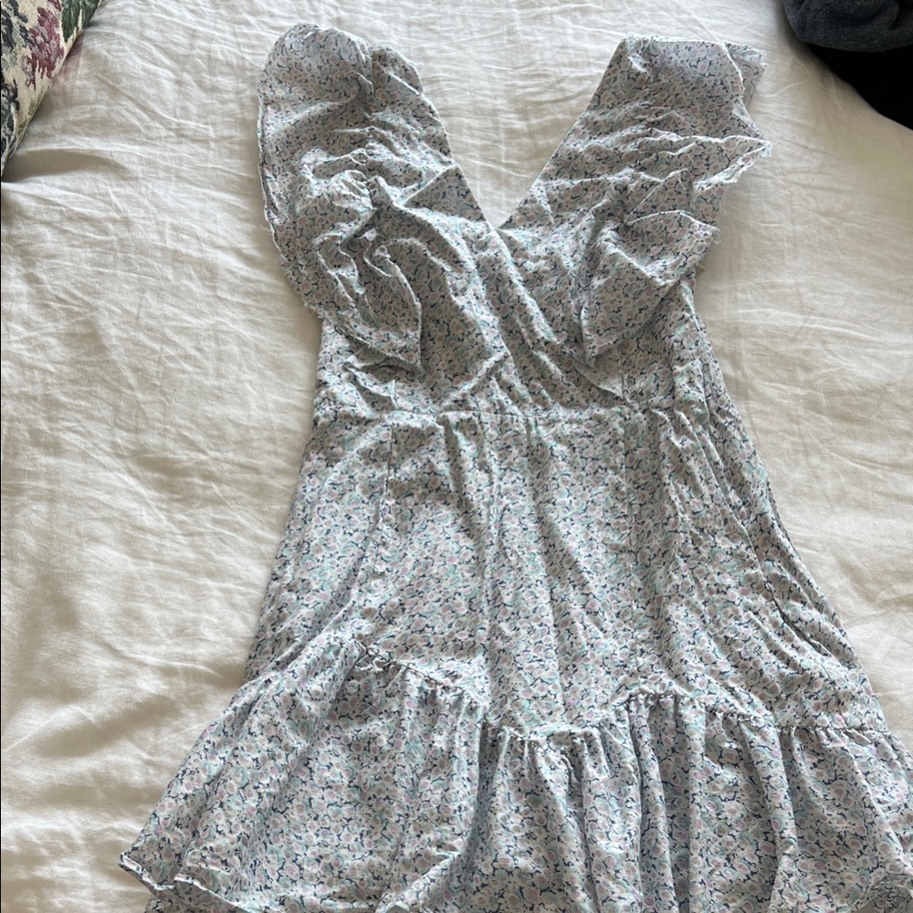 Love Shack Fancy Floral Ruffle Sleeve Dress